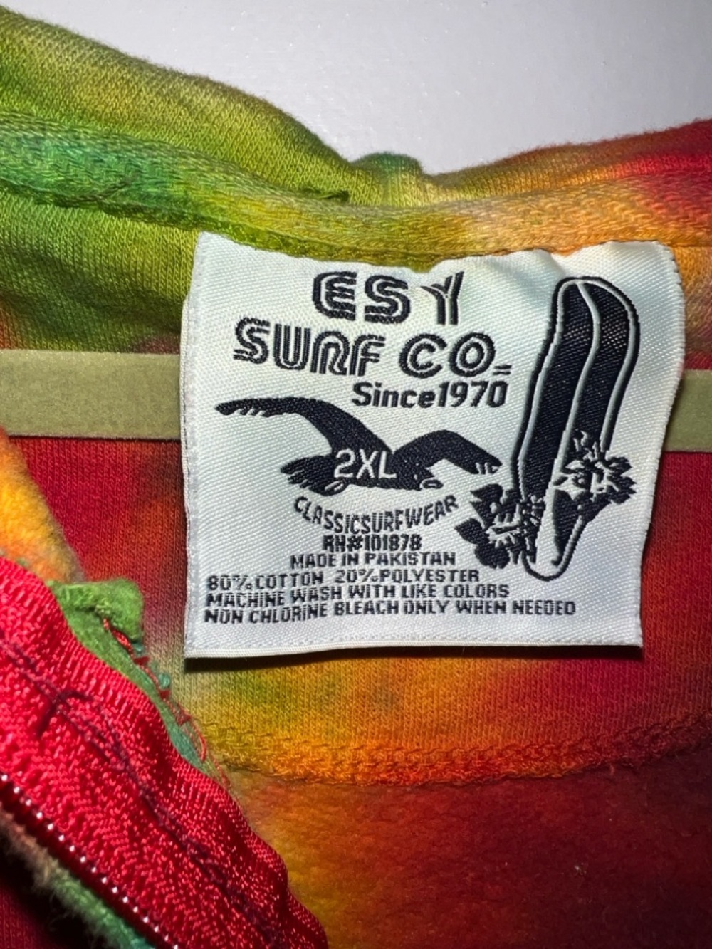 Unisex Tie-Dye Zip-Up Hoodie - Multicolor - Picture 6 of 6